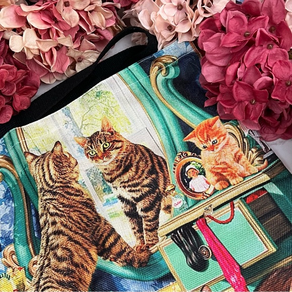 Eco-Friendly Cats Playing Dress Up Folding Tote Bag - Picture 5 of 16